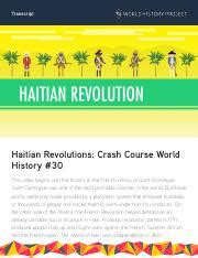haitian revolution crash course transcript